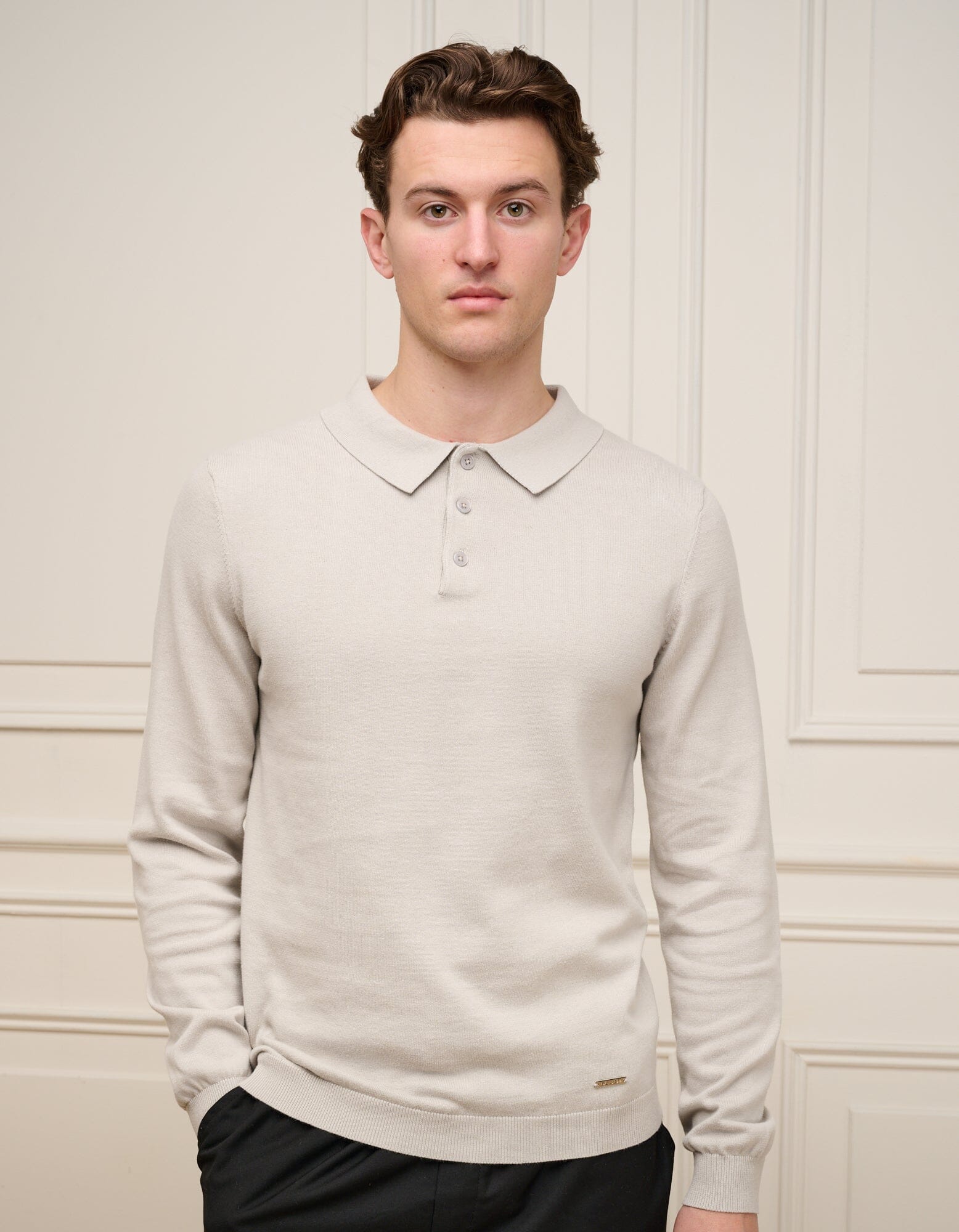 Pebble Knit Button L/S Polo