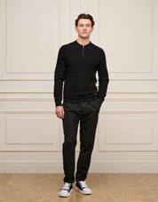 Black Textured Knit Polo