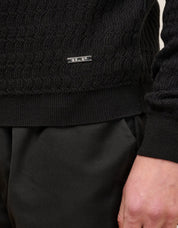 Black Textured Knit Polo
