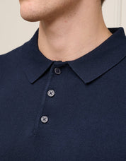 Navy Knit Button L/S Polo