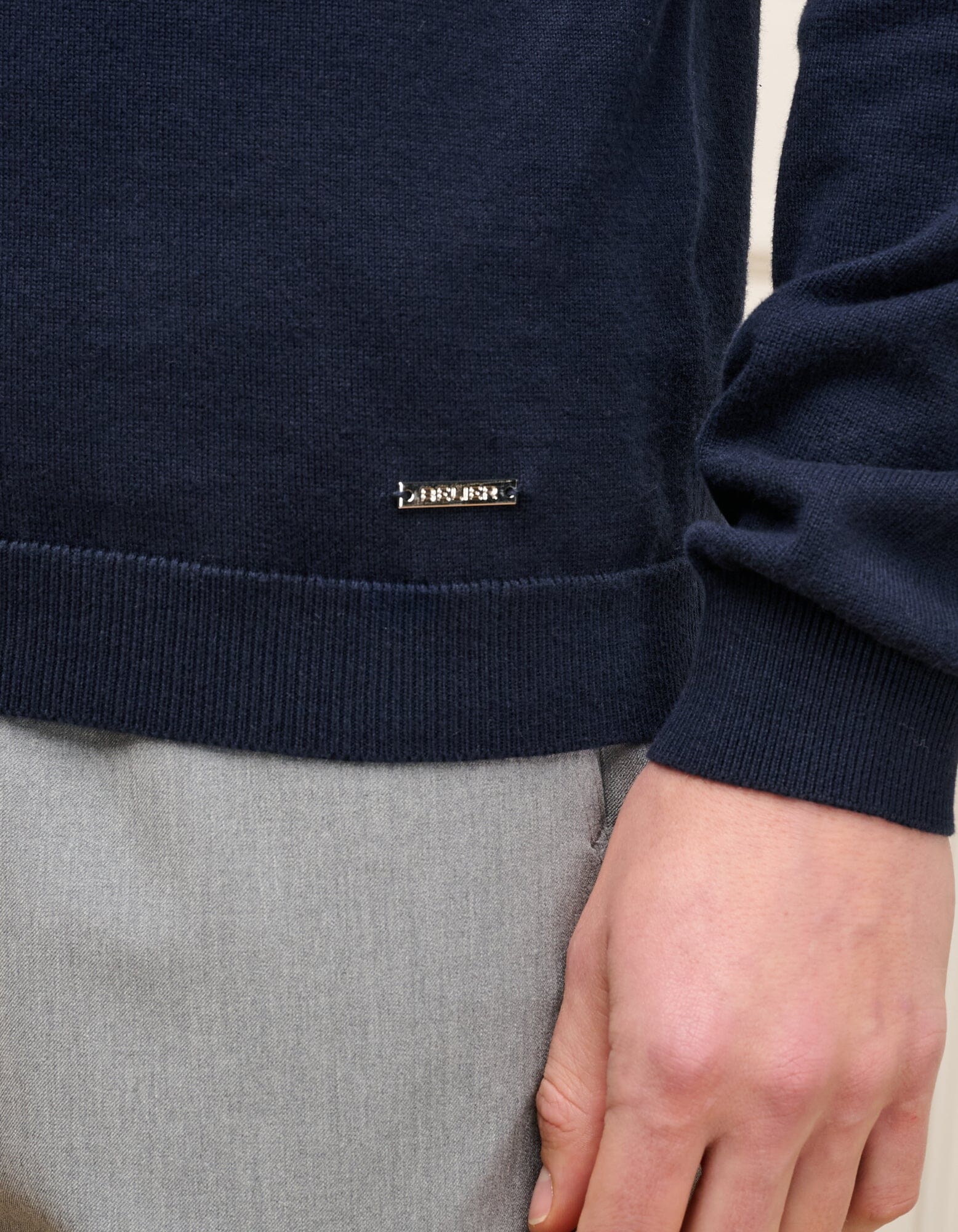 Navy Knit Button L/S Polo
