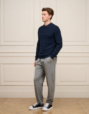 Navy Textured Knit Polo