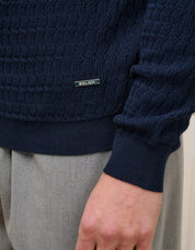 Navy Textured Knit Polo