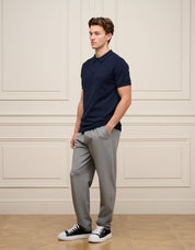 Navy Knit Button S/S Polo