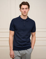 Navy Knit Button S/S Polo