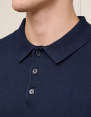 Navy Knit Button S/S Polo