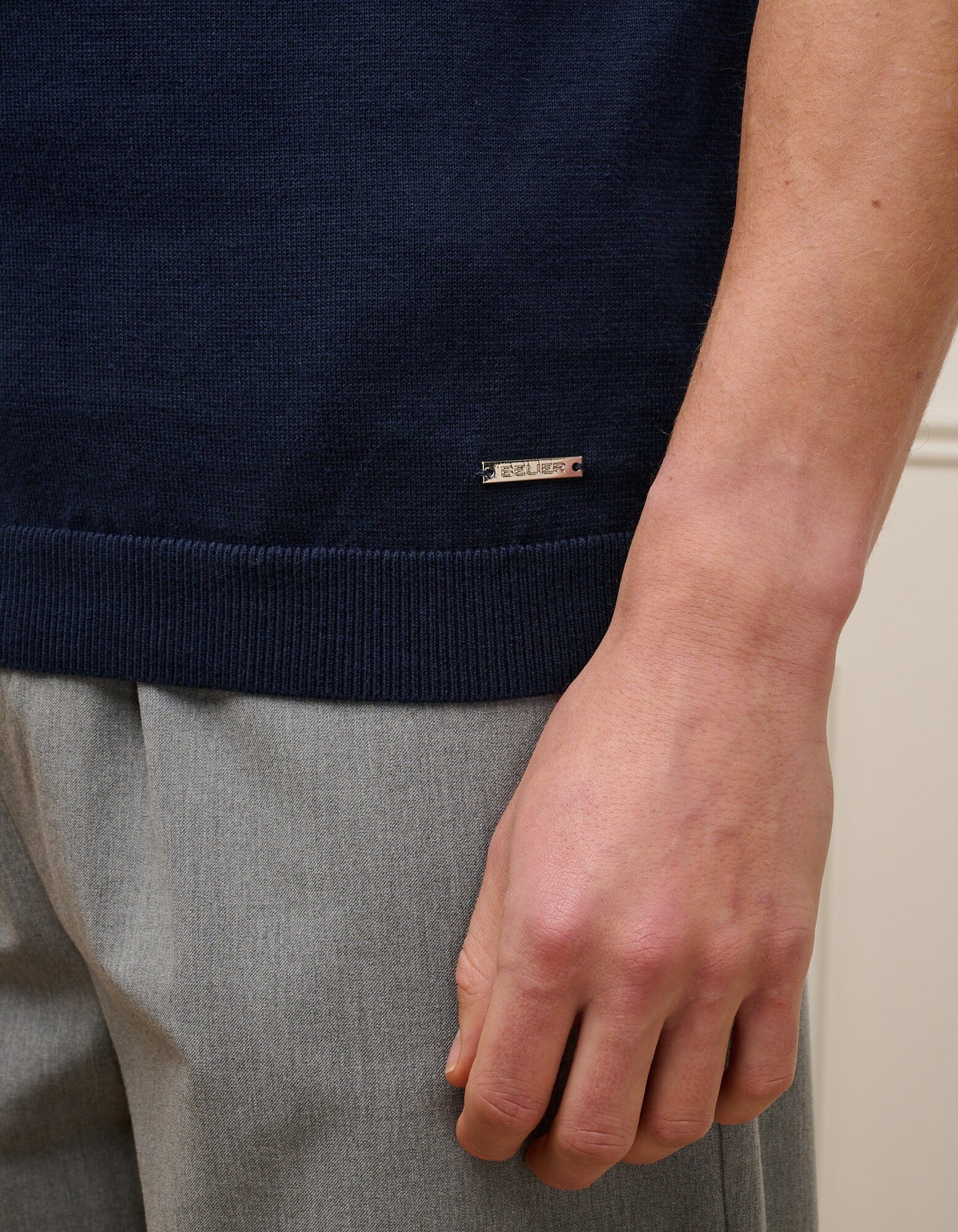 Navy Knit Button S/S Polo