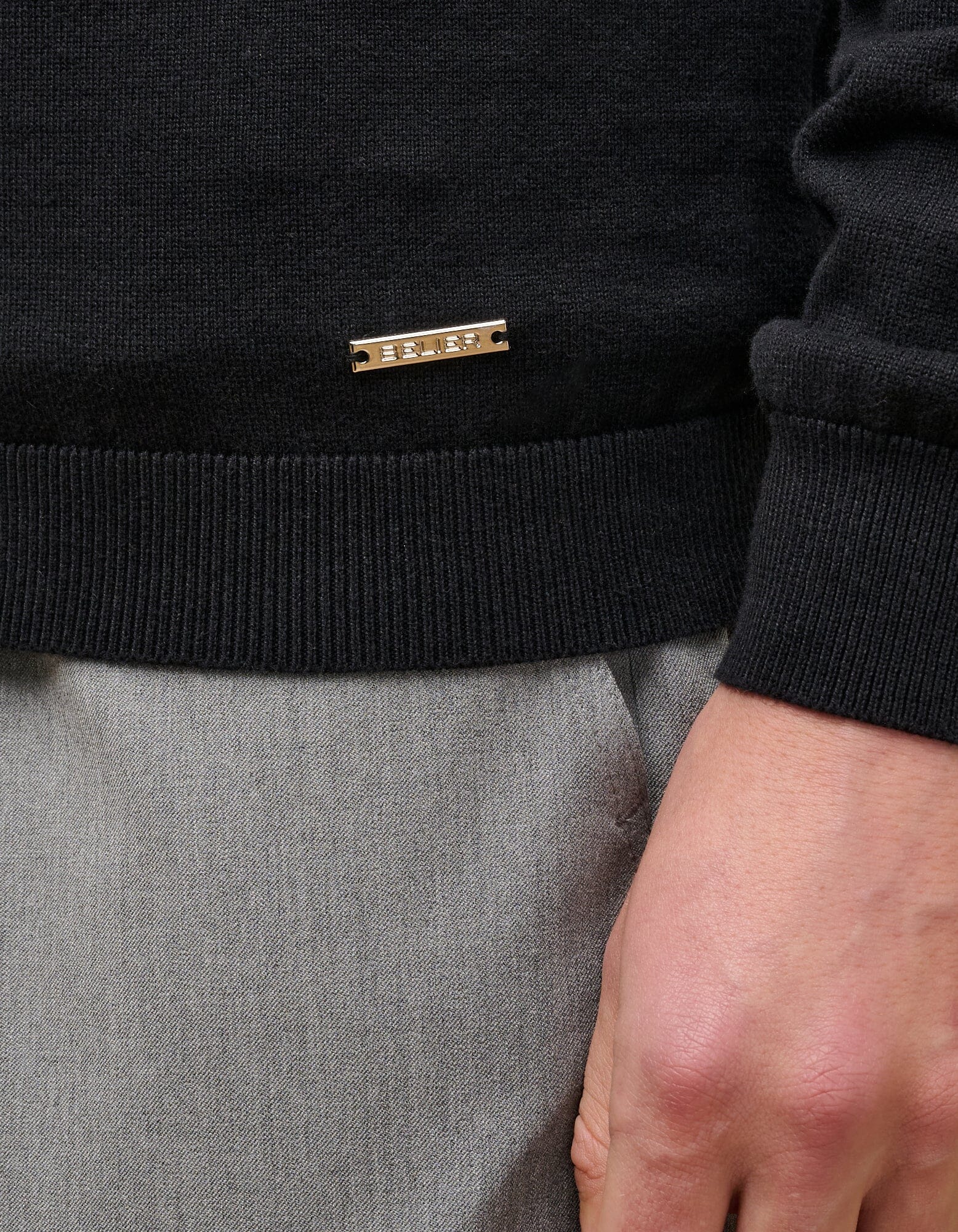 Black Cuban Collar L/S Knit Polo