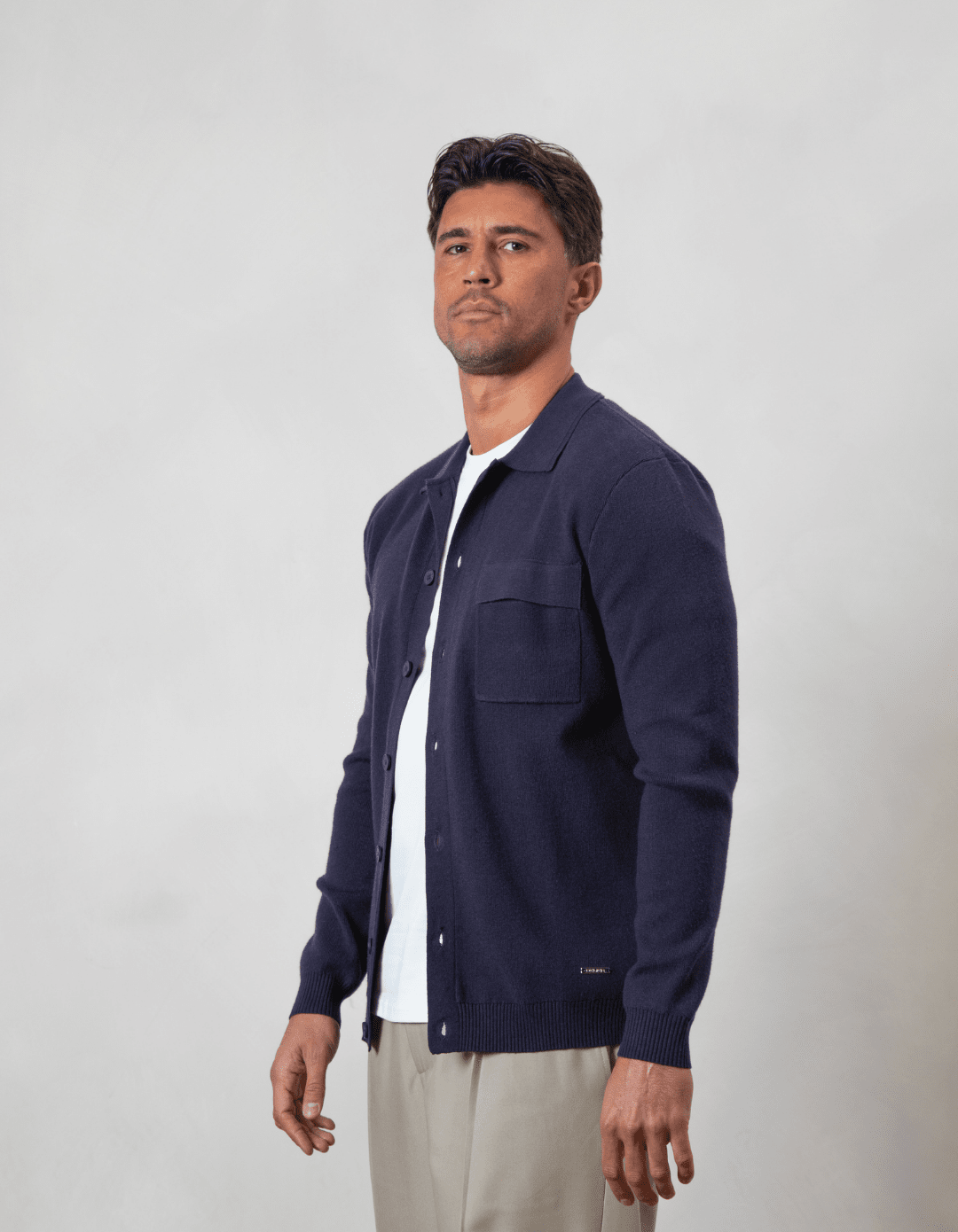 Navy Knit Button-Down Cardigan