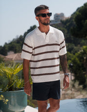 St.Tropez Crochet Polo - Ecru/Mocha