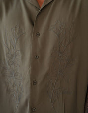 Khaki Embroidered Viscose Shirt