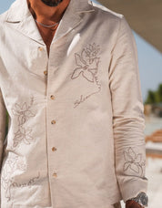 Oatmeal Embroidered Linen Shirt