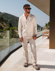 Oatmeal Embroidered Linen Shirt