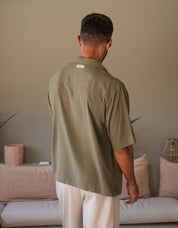 Khaki Embroidered Viscose Shirt