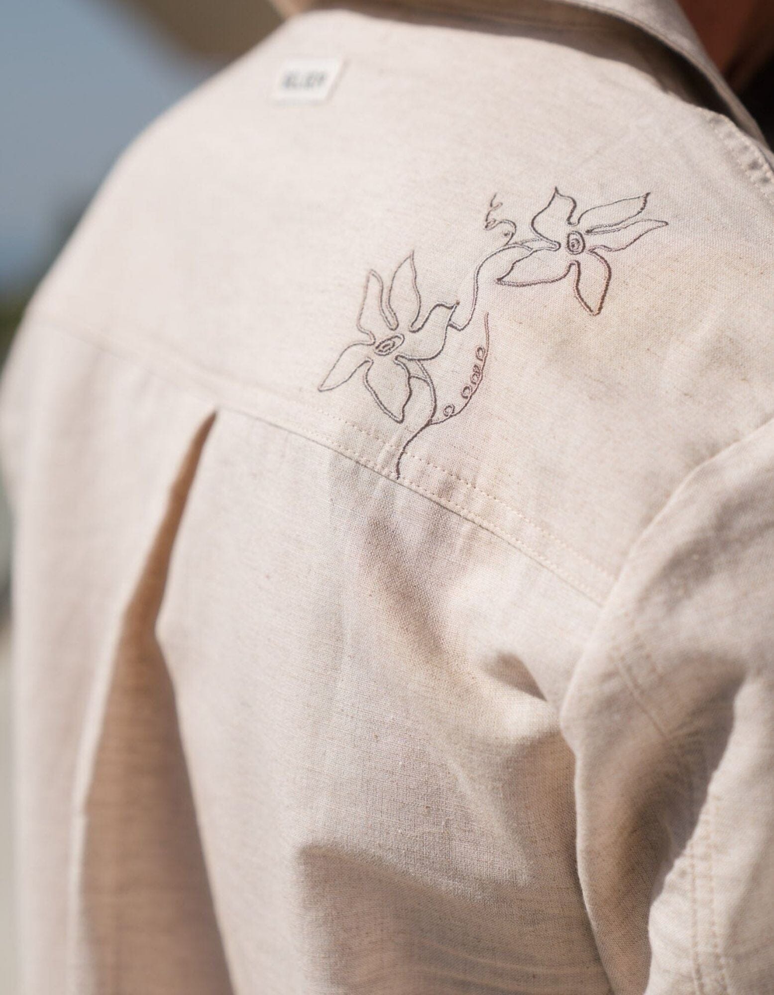 Oatmeal Embroidered Linen Shirt