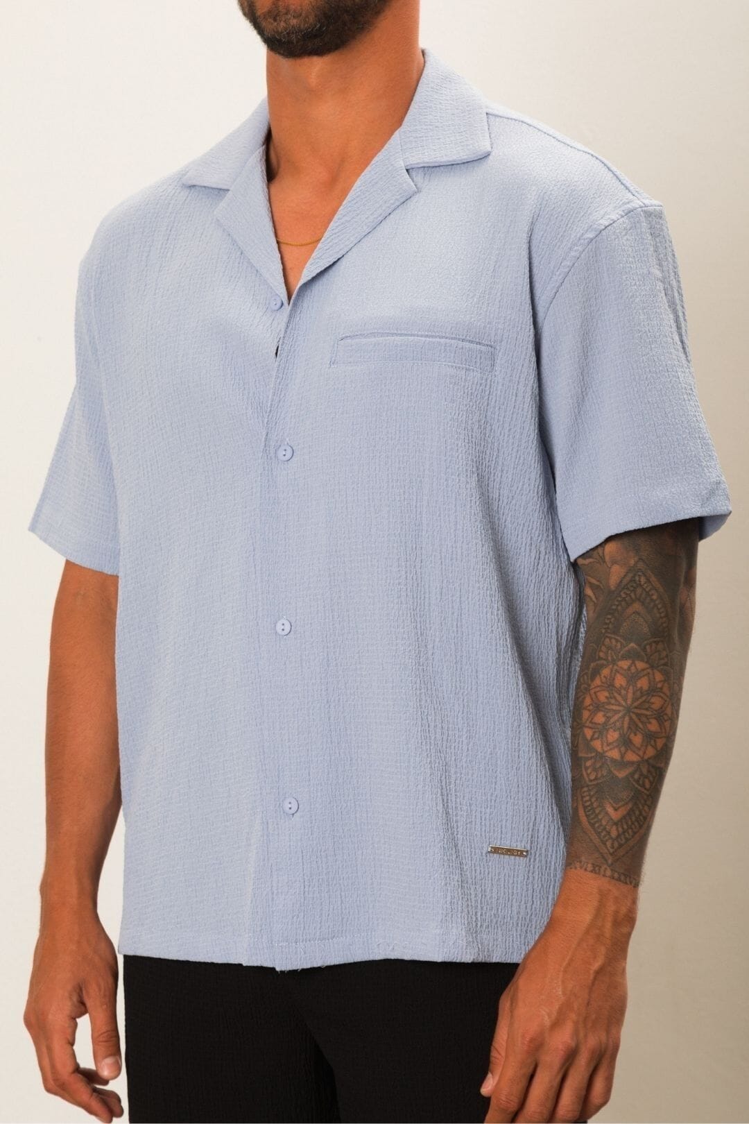 Powder Blue Seersucker Resort Shirt