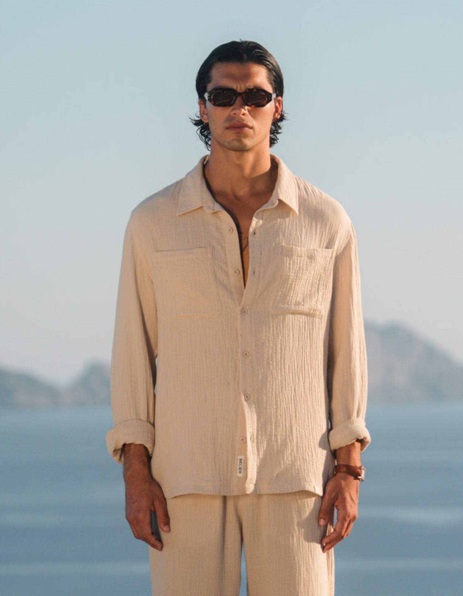 Duane Cotton Gauze L/S Shirt - Sand
