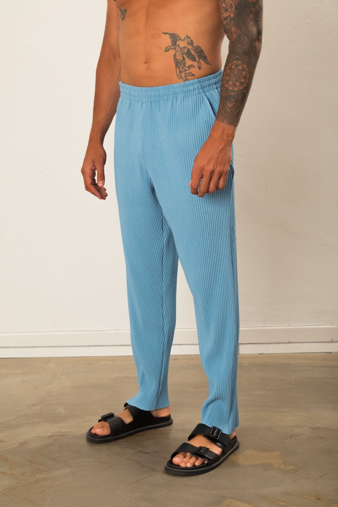 Blue Pleated Resort Trouser