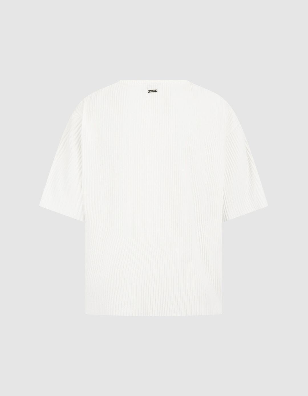 White Relaxed Pleated T-Shirt