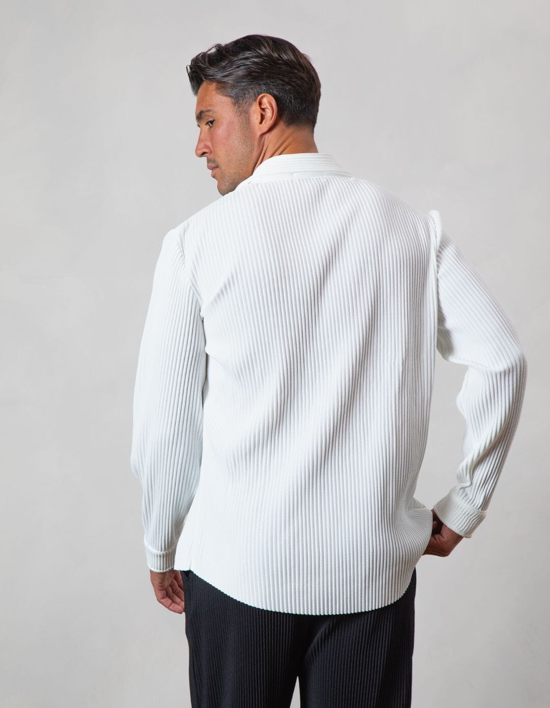 White Pleated L/S Shirt