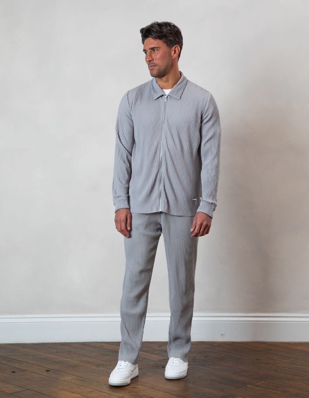 Grey Pleated Overshirt