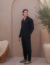 Hassan Seersucker Trouser - Black