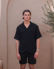 Hassan Seersucker S/S Shirt - Black