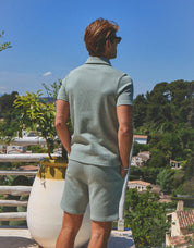 Edwin Textured Zip Polo - Sage