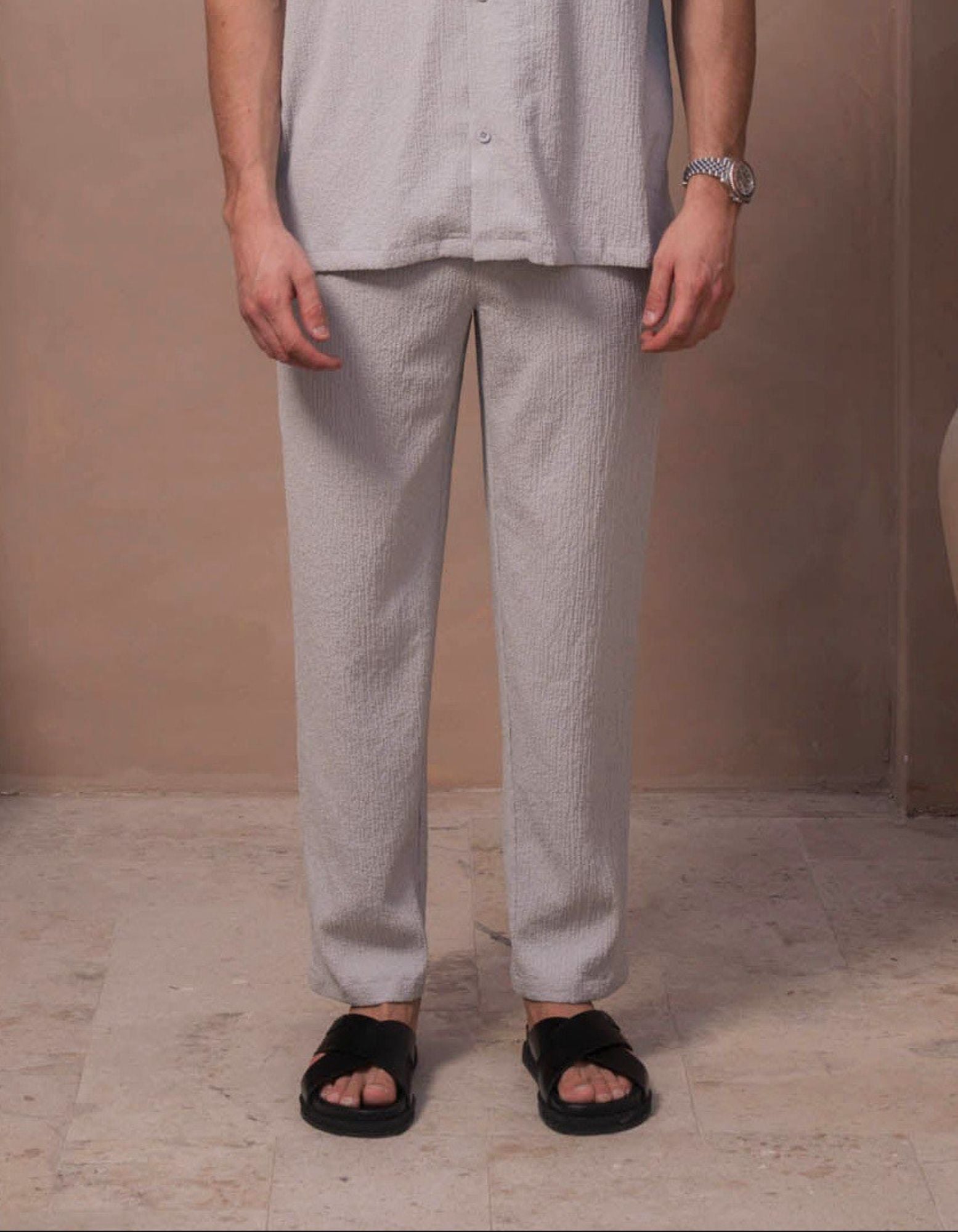 Hassan Seersucker Trouser - Grey