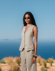 Amelia Linen Waistcoat - Oat