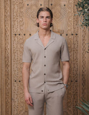 Alfonso Patterned Knit Shirt - Stone