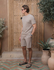 Alfonso Patterned Knit T-Shirt - Stone