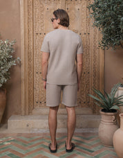 Alfonso Patterned Knit T-Shirt - Stone