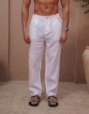 Casey Premium Linen Trouser - White