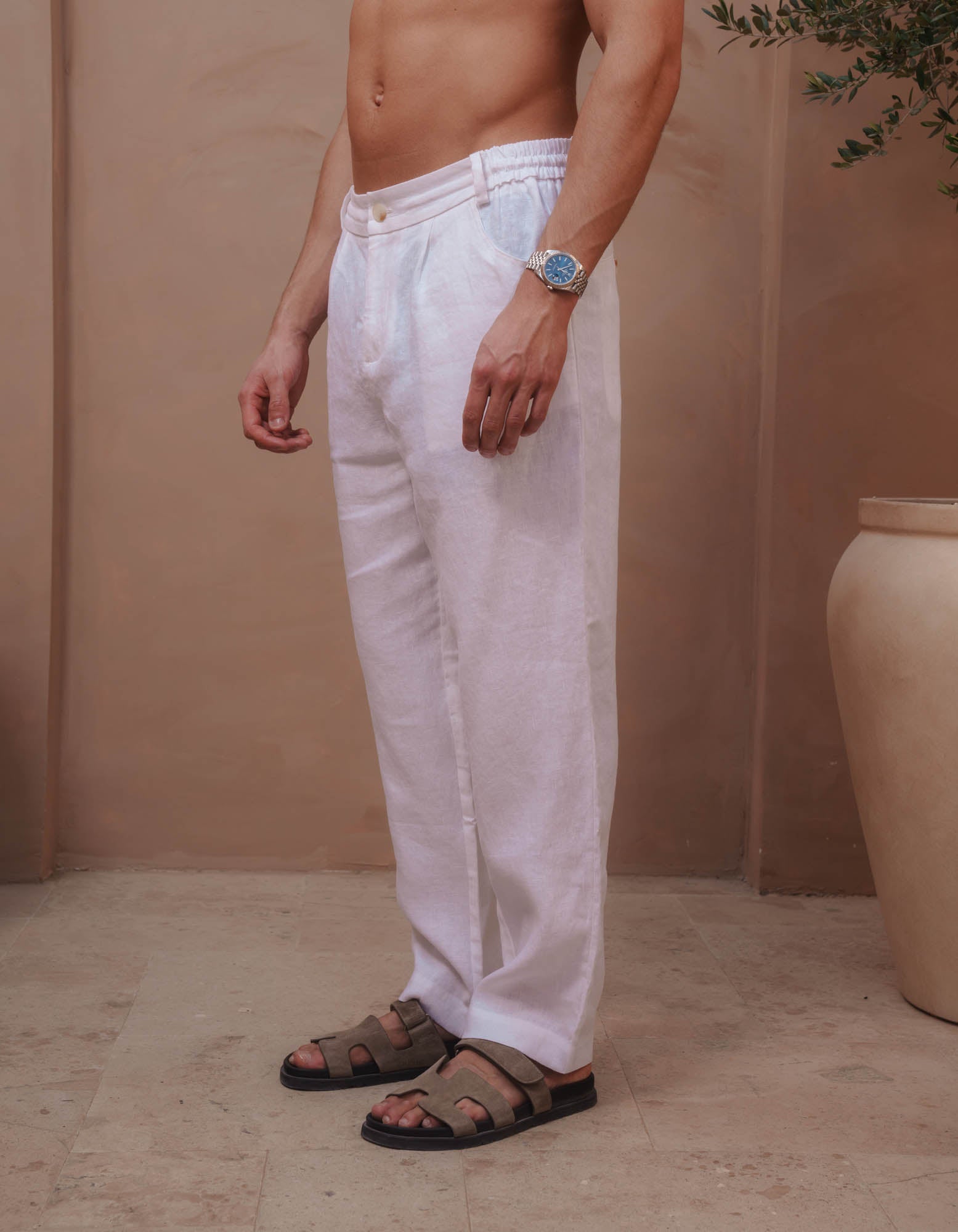 Casey Premium Linen Trouser - White