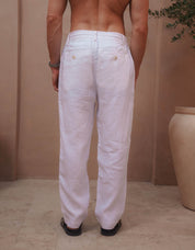 Casey Premium Linen Trouser - White