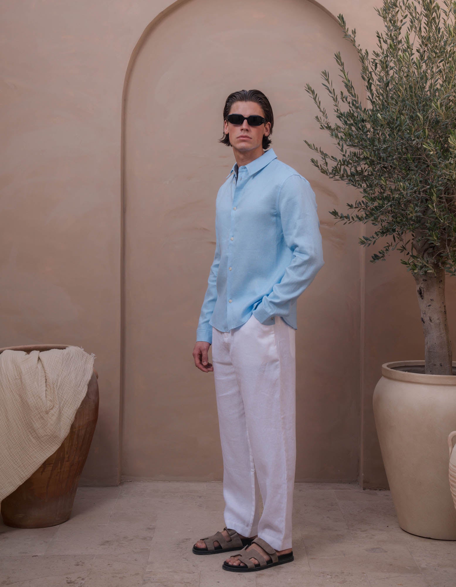 Casey Premium Linen Shirt - Sky Blue
