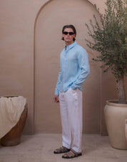 Casey Premium Linen Shirt - Sky Blue