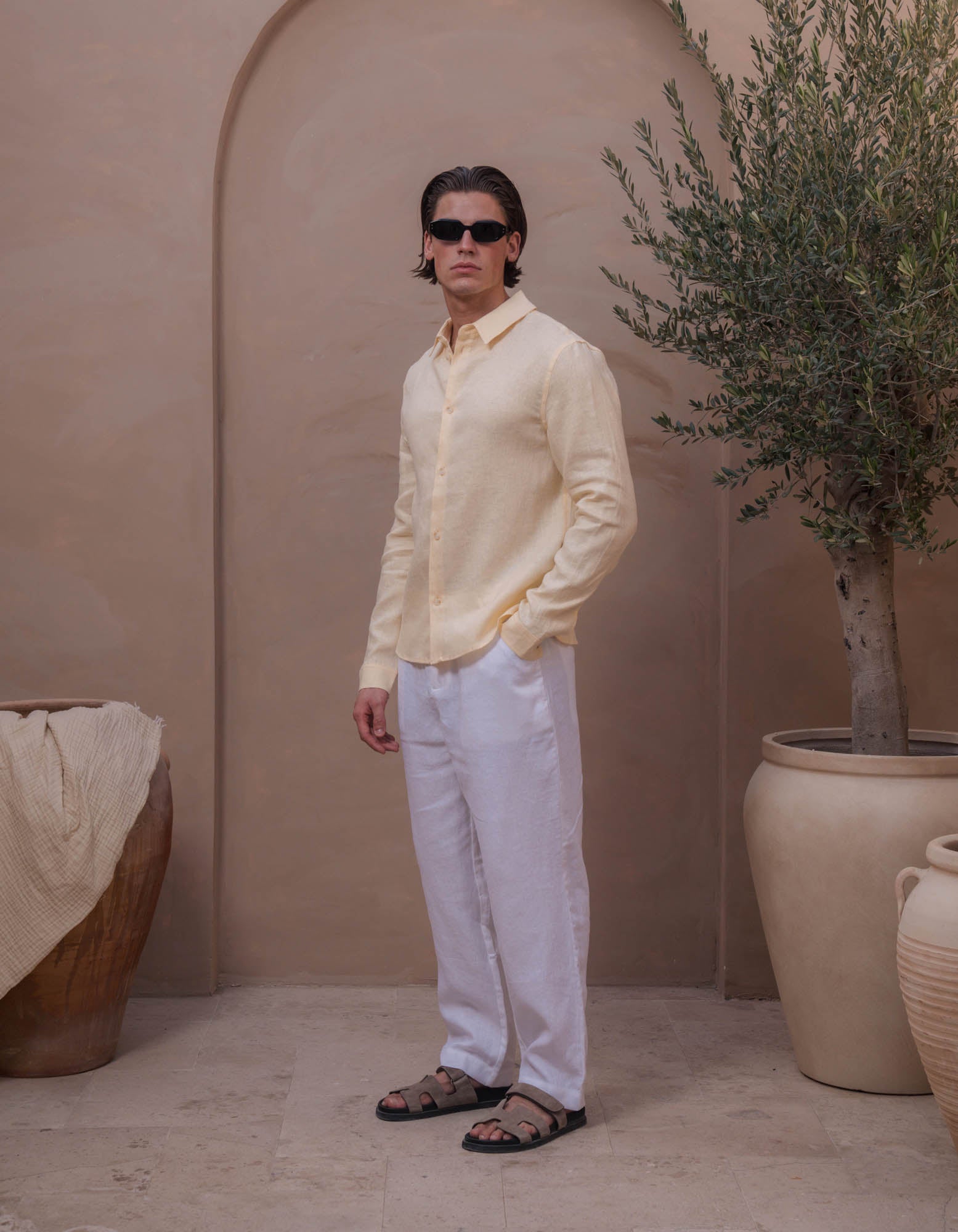 Casey Premium Linen Shirt - Yellow