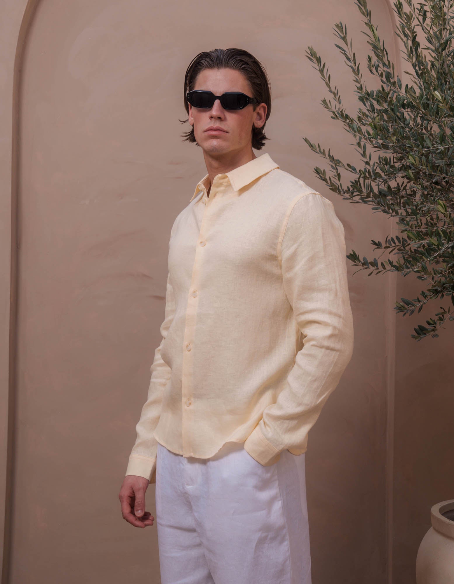 Casey Premium Linen Shirt - Yellow