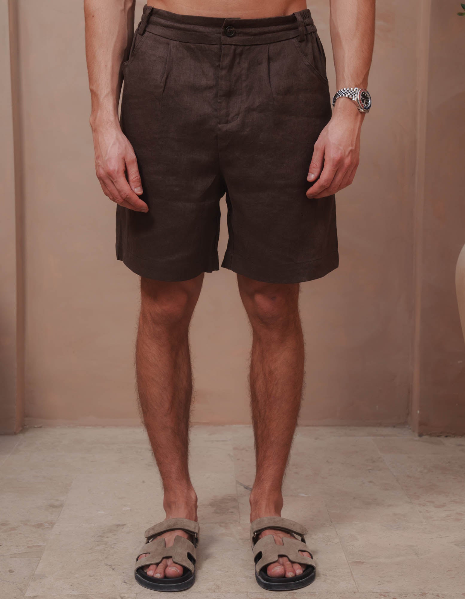Casey Premium Linen Short - Brown