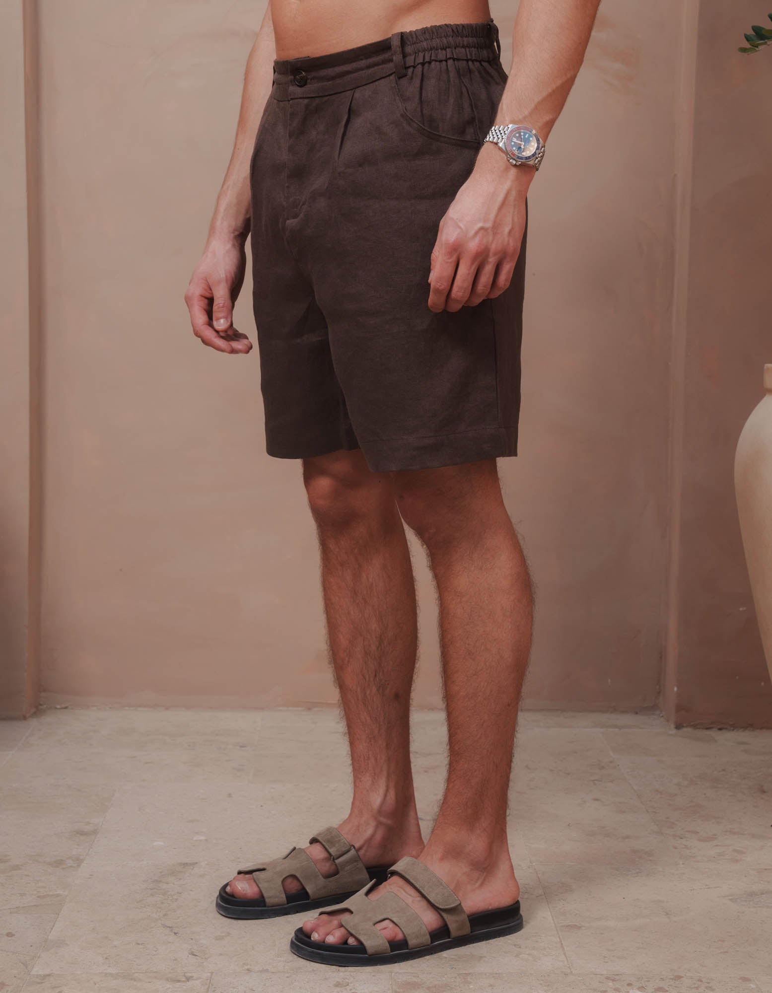 Casey Premium Linen Short - Brown