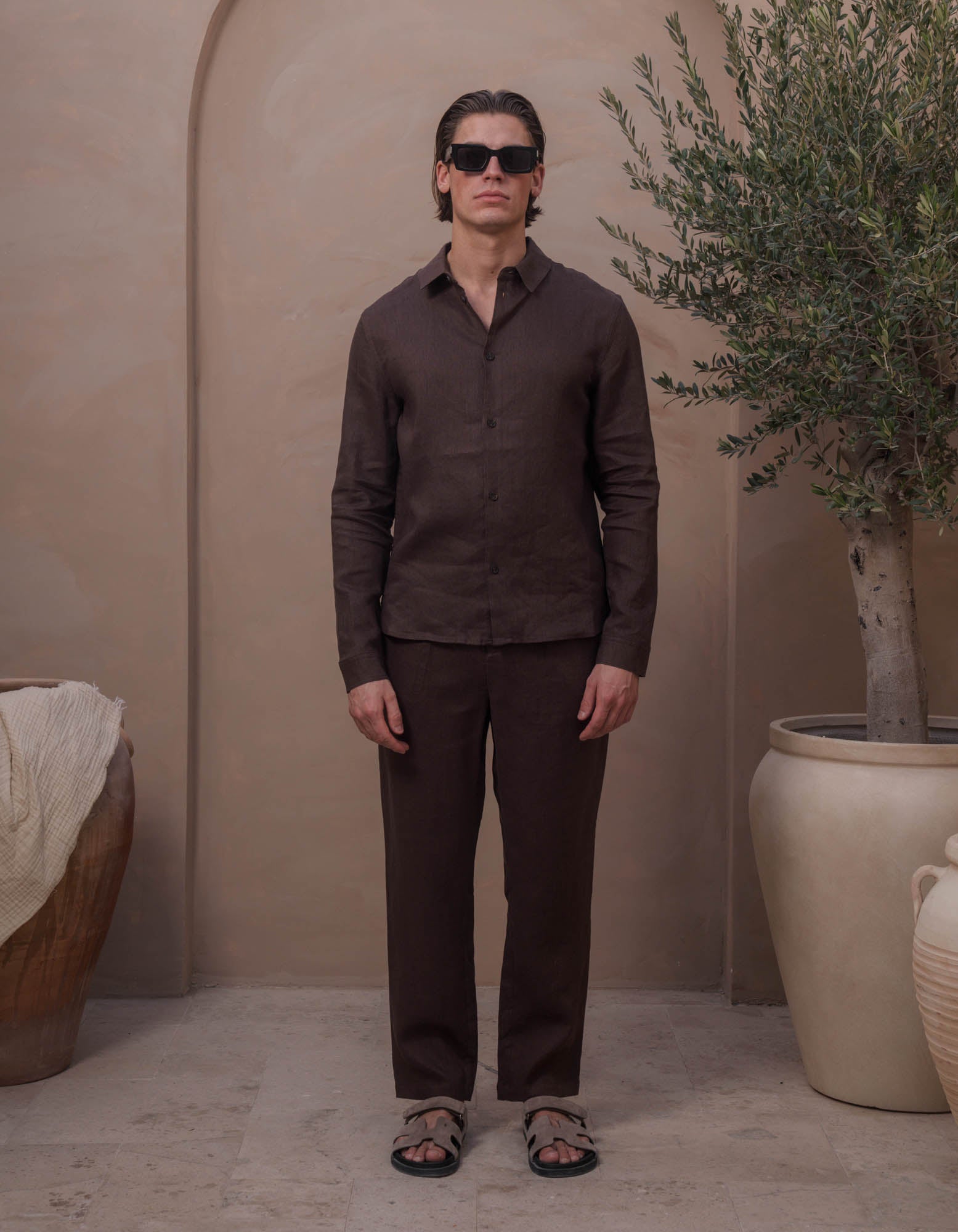 Casey Premium Linen Shirt - Brown