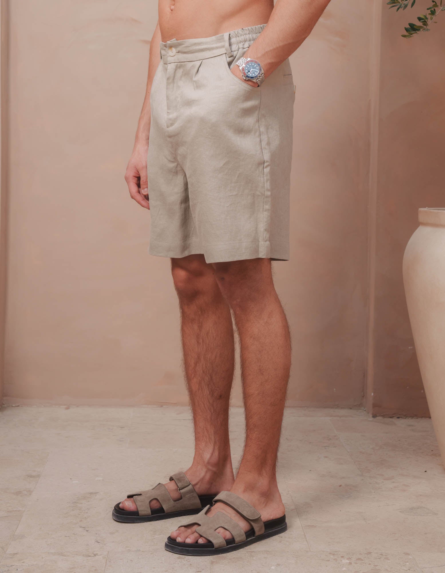 Casey Premium Linen Short - Oatmeal