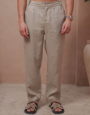 Casey Premium Linen Trouser - Oatmeal