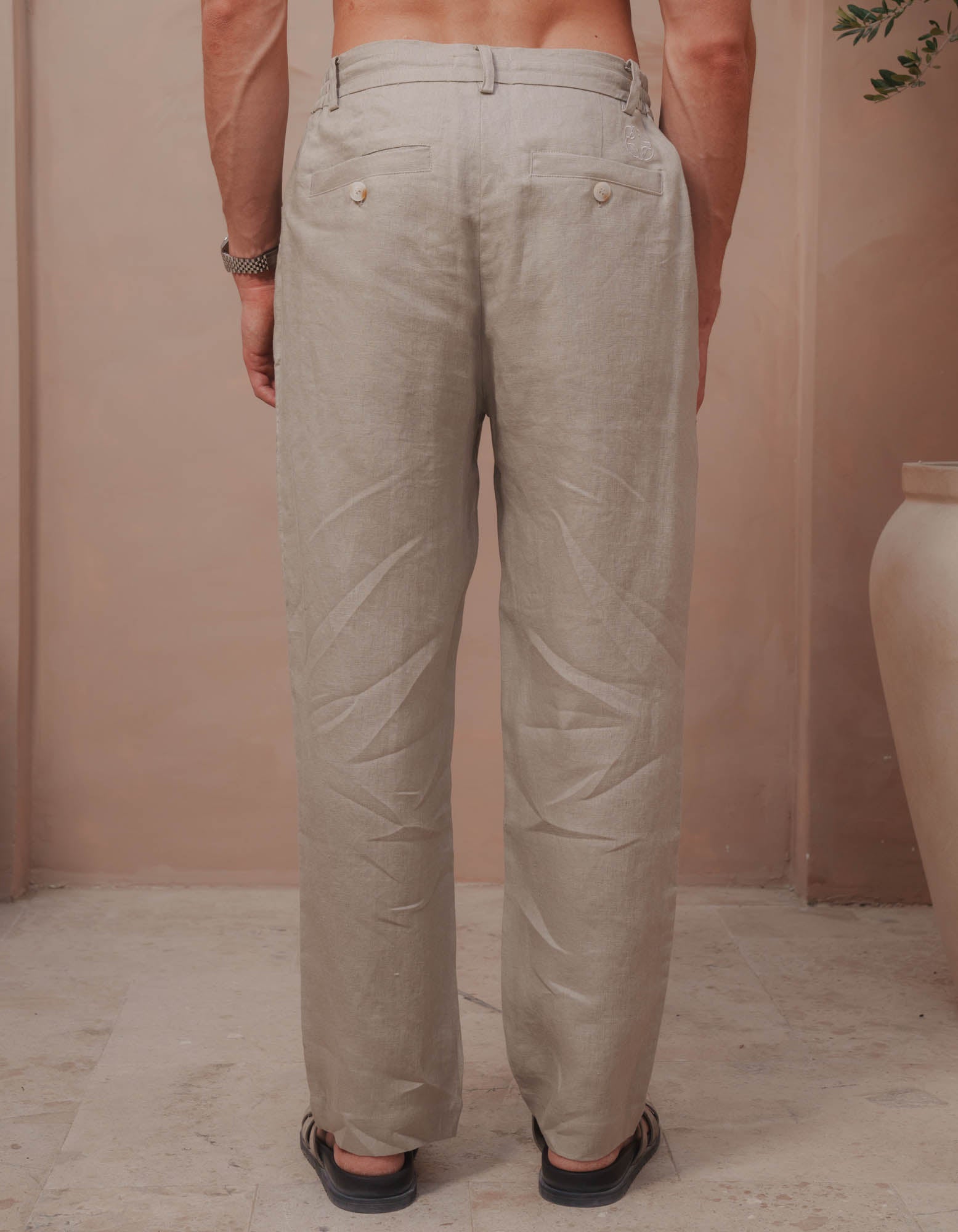 Casey Premium Linen Trouser - Oatmeal