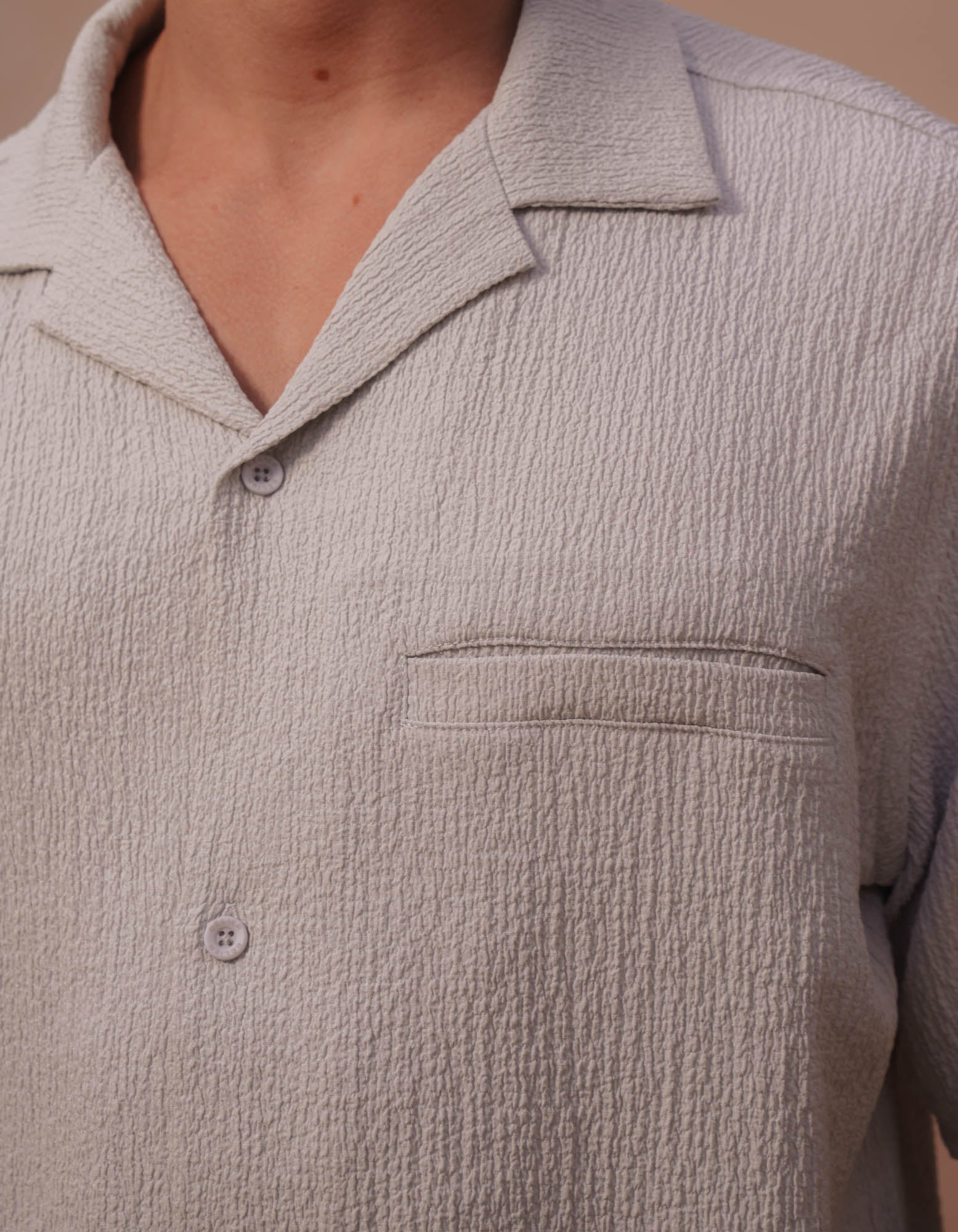 Hassan Seersucker S/S Shirt - Grey