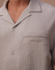 Hassan Seersucker S/S Shirt - Grey