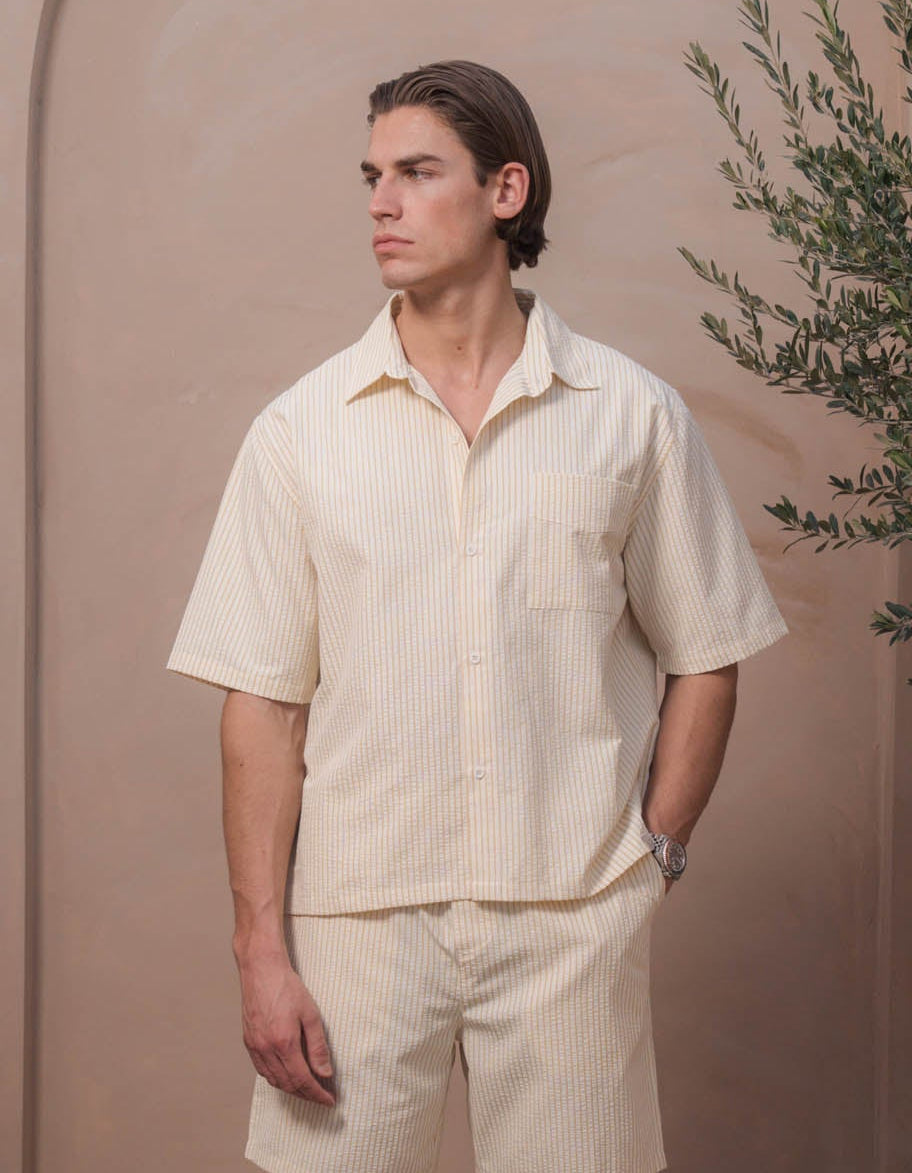 Dorian Short Sleeve Stripe Shirt - Yellow