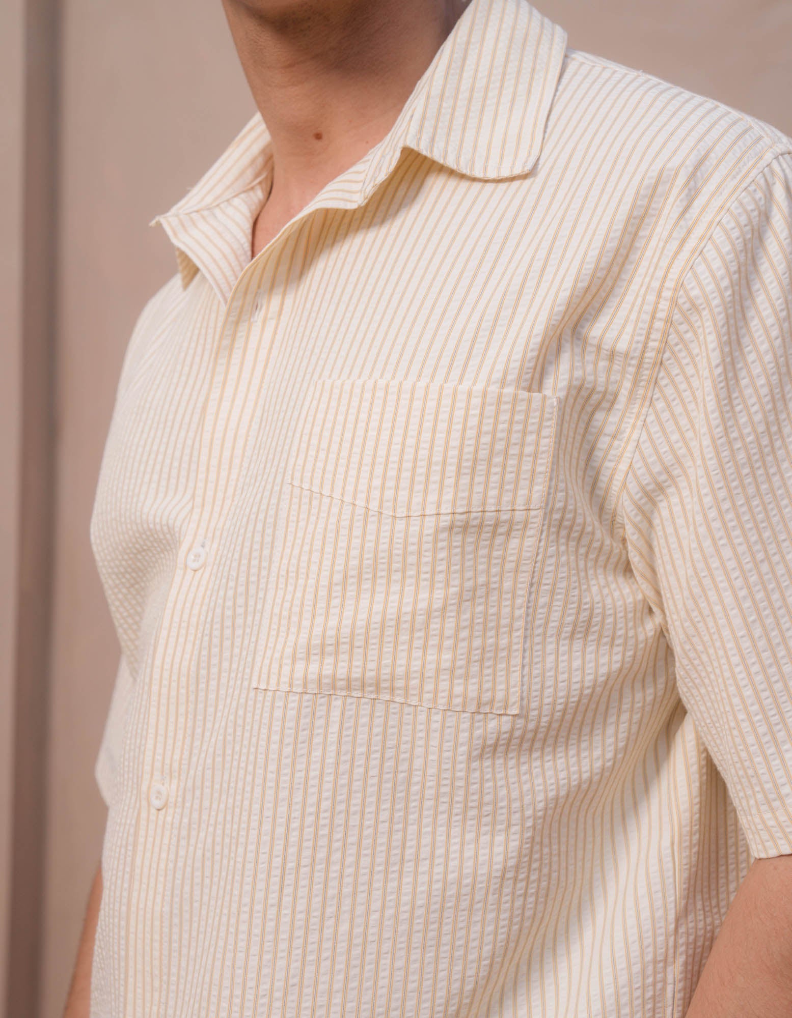 Dorian Short Sleeve Stripe Shirt - Yellow